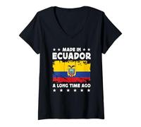 Femme Made in Ecuador a Long Time Ago Ecuadorian Ecuador Flag T-Shirt avec Col en V