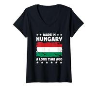 Femme Made in Hungary a Long Time Ago Proud Hungarian Hungary Flag T-Shirt avec Col en V