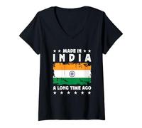 Femme Made in India a Long Time Ago Proud Indian India Flag T-Shirt avec Col en V