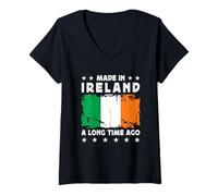 Femme Made in Ireland a Long Time Ago Proud Irish Ireland Flag T-Shirt avec Col en V