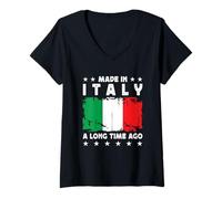 Femme Made in Italy a Long Time Ago Proud Italian Italy Flag T-Shirt avec Col en V