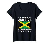 Femme Made in Jamaica a Long Time Ago Proud Jamaican Jamaica Flag T-Shirt avec Col en V