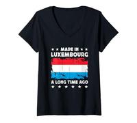 Femme Made in Luxembourg a Long Time Ago Luxembourgish Flag T-Shirt avec Col en V