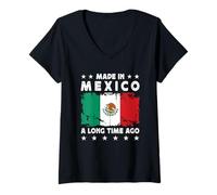 Femme Made in Mexico a Long Time Ago Proud Mexican Mexico Flag T-Shirt avec Col en V