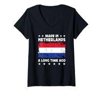 Femme Made in Netherlands a Long Time Ago Dutch Netherlands Flag T-Shirt avec Col en V