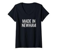 Femme Made in Newham London T-Shirt avec Col en V