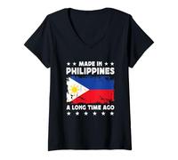 Femme Made in Philippines a Long Time Ago Filipino Flag T-Shirt avec Col en V