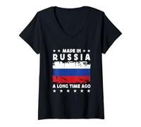 Femme Made in Russia a Long Time Ago Proud Russian Russia Flag T-Shirt avec Col en V