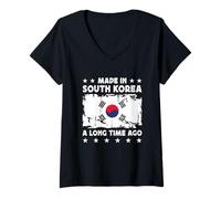 Femme Made in South Korea a Long Time Ago South Korean Flag T-Shirt avec Col en V