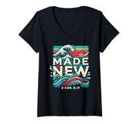 Femme Made New Baptême Shirt Chemises chrétiennes pour les jeunes baptisés T-Shirt avec Col en V