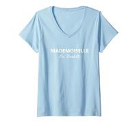 Femme Mademoiselle en Baskets T-Shirt avec Col en V, Bleu Céleste, XL
