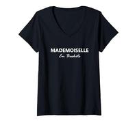 Femme Mademoiselle en Baskets T-Shirt avec Col en V, Noir, M