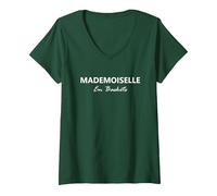 Femme Mademoiselle en Baskets T-Shirt avec Col en V, Vert Forêt, M
