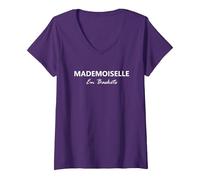 Femme Mademoiselle en Baskets T-Shirt avec Col en V, Violet, M