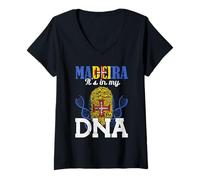 Femme Madère C'est dans ma DNA Madère T-Shirt avec Col en V