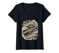 Femme Magical Flute Surrounded by Clouds and Music T-Shirt avec Col en V