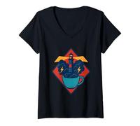 Femme Magical Storm in A Cup Lighthouse Tasse à thé surréaliste Art Fantastique T-Shirt avec Col en V