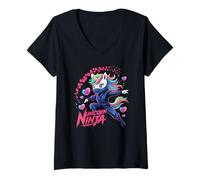 Femme Magical UNICORN NINJA Girl Magical Pre-K Team Security Mom T-Shirt avec Col en V