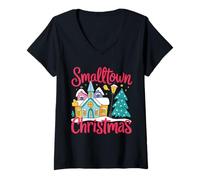 Femme Magie de Noël dans Une Petite Ville T-Shirt avec Col en V