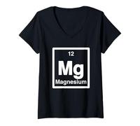 Femme Magnésium - Mg - Tableau périodique des éléments - Cadeaux scientifiques T-Shirt avec Col en V