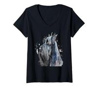 Femme Magnifique Portrait de Schnauzer géant à l'aquarelle T-Shirt avec Col en V