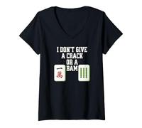 Femme Mahjong drôle I Don't Give a Crack Or a bam T-Shirt avec Col en V