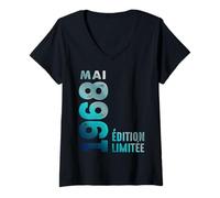 Femme Mai 1968 Édition Limitée Mai 1968 T-Shirt avec Col en V