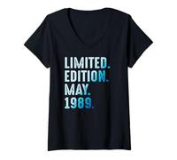 Femme Mai 1989 Année 1989 Rétro 1989 Vintage Édition Limitée T-Shirt avec Col en V