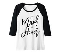 Femme Maid of Honor Élégant Script Bachelorette Manche Raglan