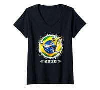 Femme Maillot Brésil 2030 Brésil Joueur Brésil Brésil T-Shirt avec Col en V
