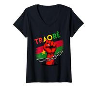 Femme Maillot Burkina Faso Ibrahim Traoré Thomas Sankara Traore T-Shirt avec Col en V