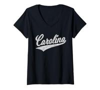 Femme Maillot de Baseball Caroline Sport - Drapeau du Nord de l'état du Sud T-Shirt avec Col en V