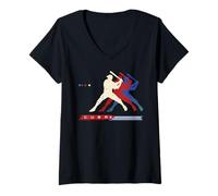 Femme Maillot de Baseball Cuba Drapeau Cubain Patriotique Mois du Patrimoine T-Shirt avec Col en V