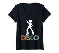 Femme Maillot de Danse Disco rétro pour Danseuse Disco des années 70 T-Shirt avec Col en V