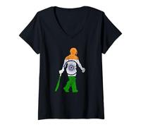 Femme Maillot de l'équipe de Cricket avec Drapeau de l'Inde pour Homme T-Shirt avec Col en V