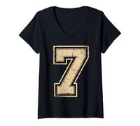 Femme Maillot de l'équipe de Sport Universitaire Vintage numéro 7 T-Shirt avec Col en V