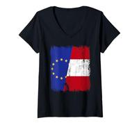 Femme Maillot de l'Union européenne du Pérou avec Demi Drapeau du Patrimoine péruvien T-Shirt avec Col en V