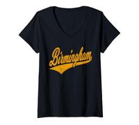 Femme Maillot de Sport Classique Birmingham England Variety Script T-Shirt avec Col en V