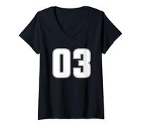 Femme Maillot de Sport numéro 03 zéro 3 Ans 2003 août T-Shirt avec Col en V