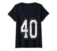 Femme Maillot de Sport numéro 40 Vieilli T-Shirt avec Col en V