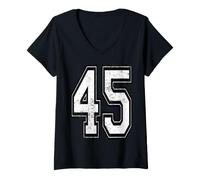 Femme Maillot de Sport numéro 45 Vieilli T-Shirt avec Col en V