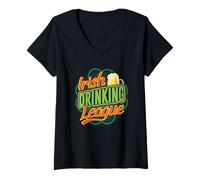 Femme Maillot de St Patricks Day Pub Crawl Irish Drinking League T-Shirt avec Col en V