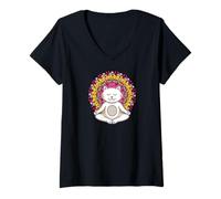 Femme Maillot de yoga pour chats mandalas méditation T-Shirt avec Col en V