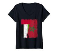 Femme Maillot Demi-Drapeau du Maroc des Émirats Arabes Unis du Patrimoine marocain T-Shirt avec Col en V
