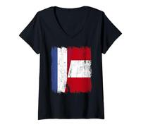 Femme Maillot du Patrimoine péruvien des Pays-Bas avec Demi-Drapeau du Pérou T-Shirt avec Col en V