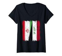 Femme Maillot iranien irakien demi-drapeau iranien T-Shirt avec Col en V