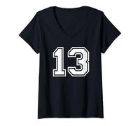 Femme Maillot numéro 13 pour Un Joyeux 13ème Anniversaire Twin Day T-Shirt avec Col en V