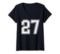 Femme Maillot numéro 27 pour homme, femme, enfant T-Shirt avec Col en V