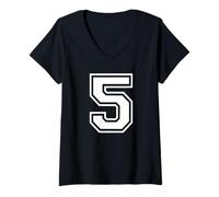 Femme Maillot numéro 5 pour Un Joyeux 5ème Anniversaire T-Shirt avec Col en V