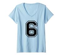 Femme Maillot numéro 6 pour Un Joyeux 6ème Anniversaire T-Shirt avec Col en V